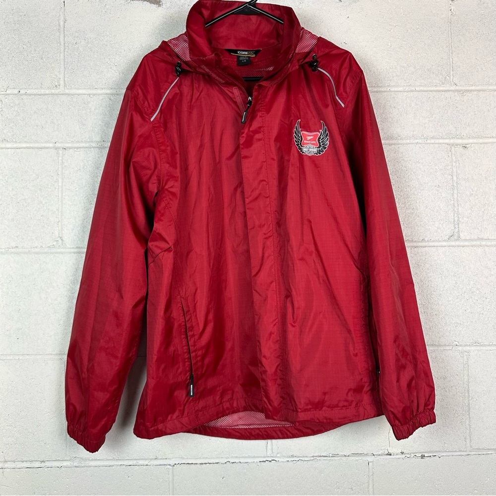 Harley Davidson Miller High life red Windbreaker water resistant Jacket size XL
